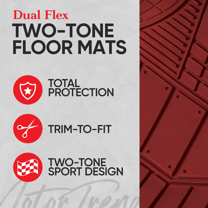 MotorTrend 4-Piece DualFlex Deep Drainage Kanäle Vorderbodenmatten und Hinterbodenmatten - Heavy Duty, All Weather, Trimmen Sie, um zu passen