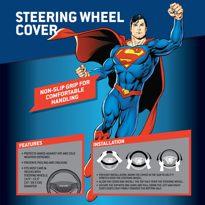 Warner Bros DC Comics Superman Logo Lenkrad Cover (Fits 14.5' - 15.5')