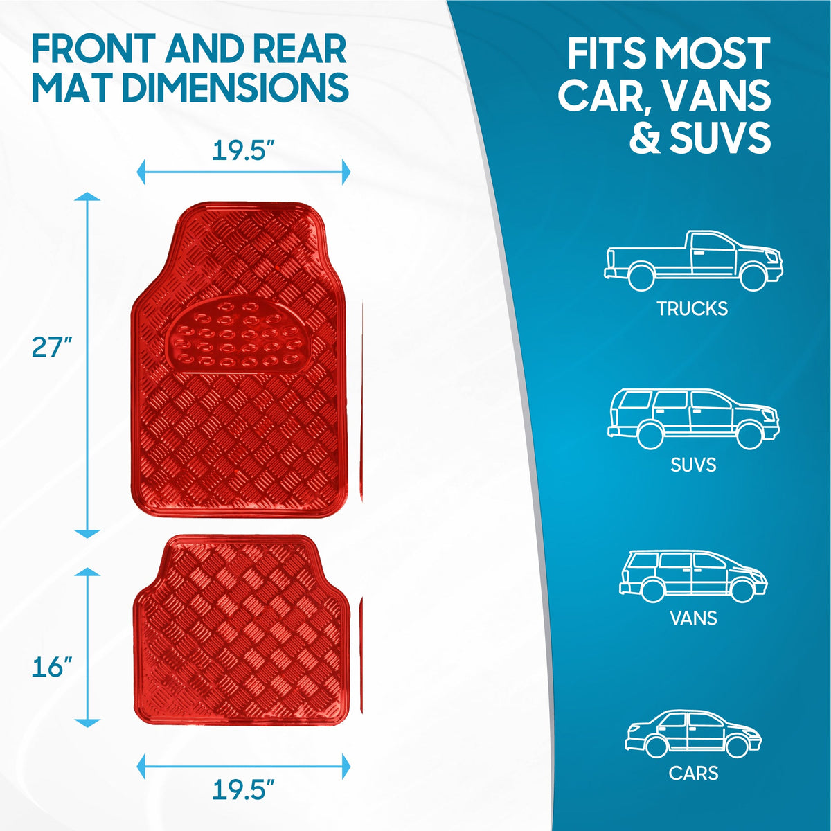 BDK 4-Piece Translucent Centered Cushioned Grip Pad Vorderbodenmatten und Hinterbodenmatten - Heavy Duty, All Weather
