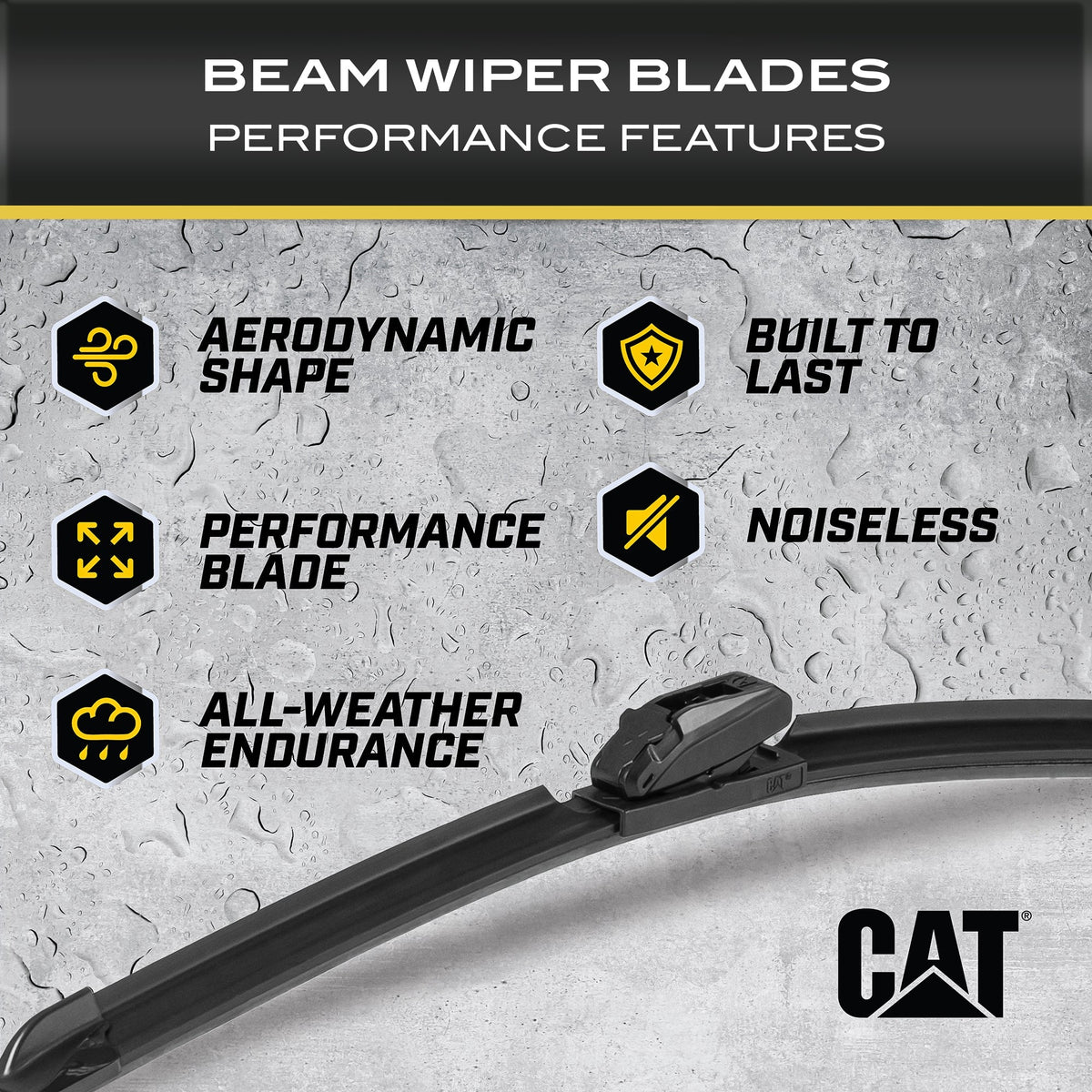 CAT C2.0 Heavy Duty Beam Windschutzscheiben-Wischerblätter für Autos, LKWs, SUVs und Vans - All Seasons, Streak-Free, Silent