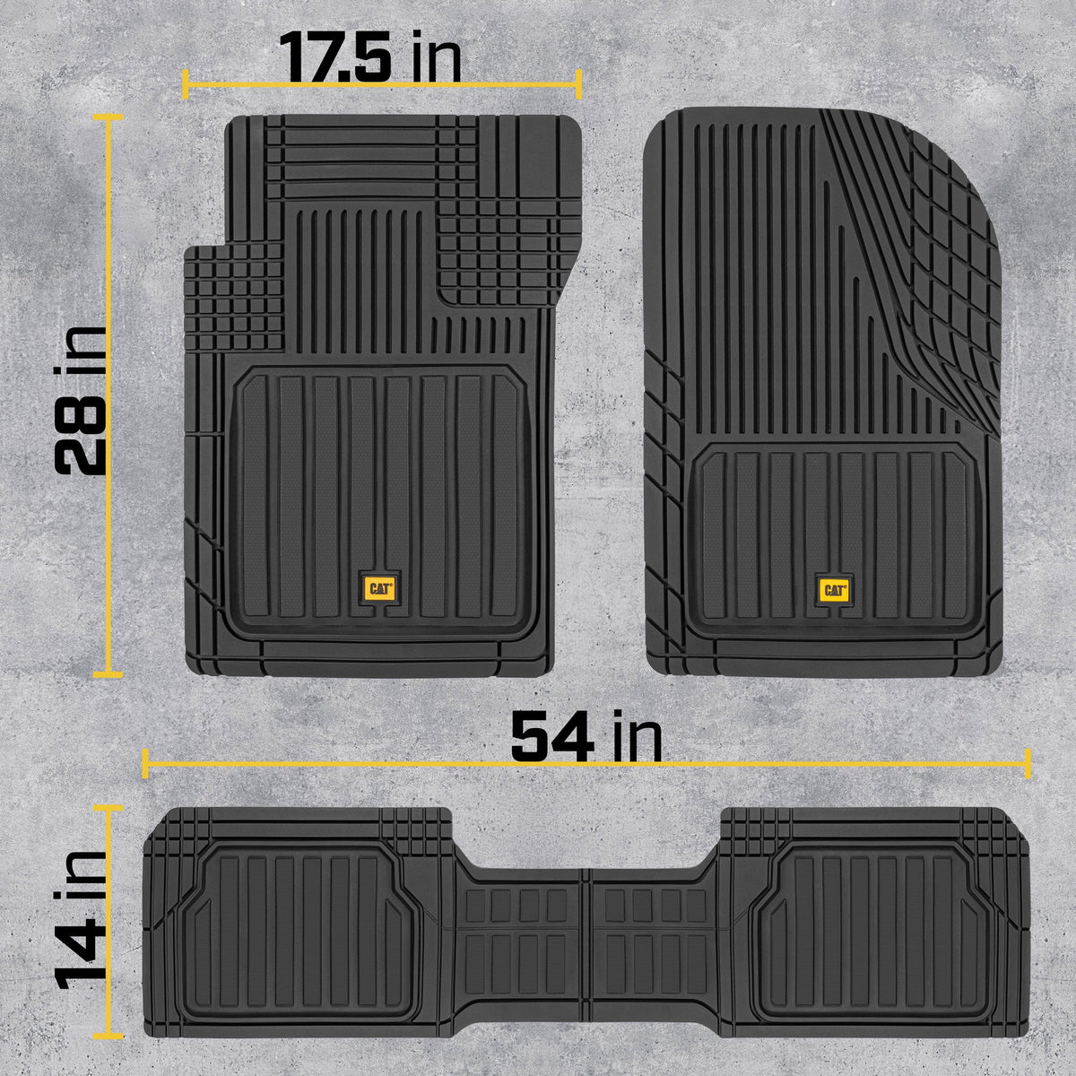 CAT 3-Stück ToughLiner Vorderbodenmatten und Hinterbodenmatten - Heavy Duty, All Weather, Trimmen, um zu passen