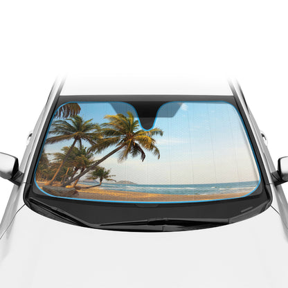 BDK Palm Tree Tropical Island Sunset Front Windschutzscheibe Sonnenschirm (58' x 27')