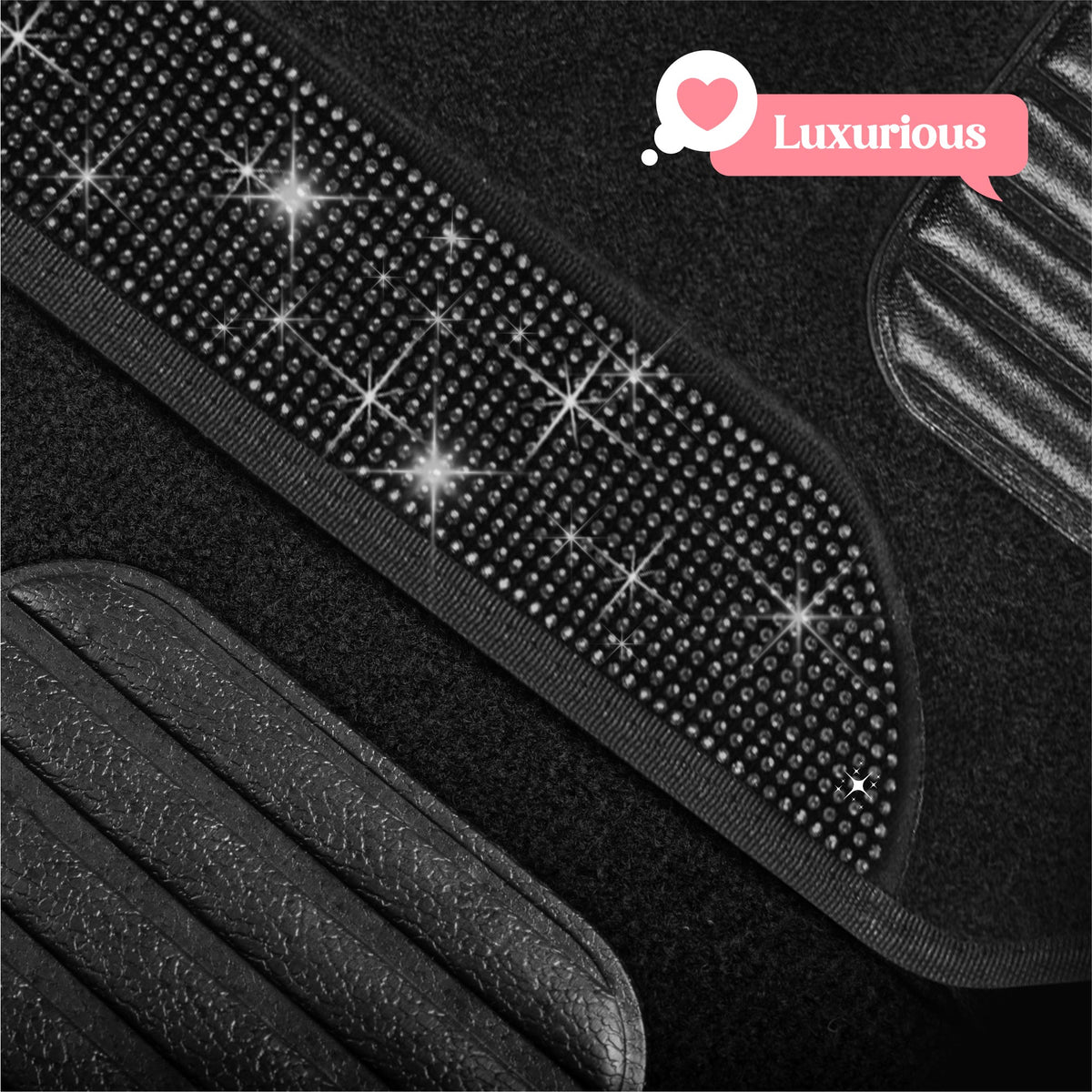 Carbella 4-Piece Black Diamond Crystals Vorderbodenmatten und Hinterbodenmatten