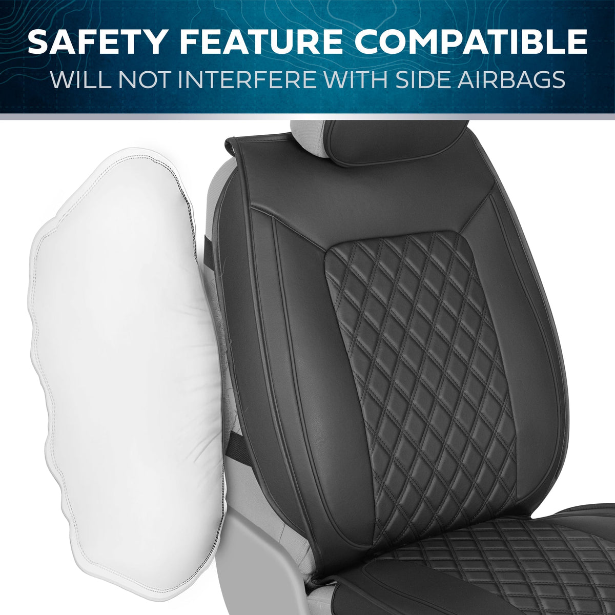 MotorBox 2-Pack Prestige Edition Premium Faux Leather Diamond Stitched Cushion Vordersitzbezüge