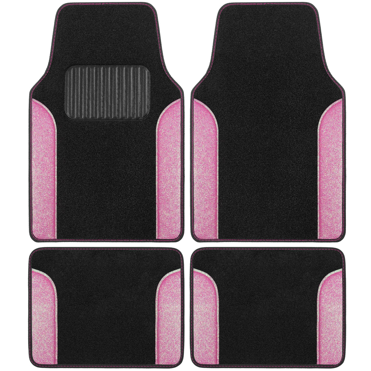 Carbella 4-Piece Sparkle Glitter Vorderbodenmatten und Hinterbodenmatten