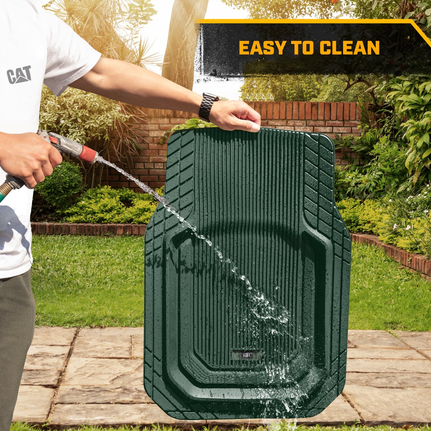 Cat® ToughLinerTM Autobodenmatten - Heavy Duty Trim To Fit Mat für LKW - Car Mats & SUV Bodenliner für Auto - Allwetter-Truck-Zubehör & geruchlose Gummi-Automatten - Grün