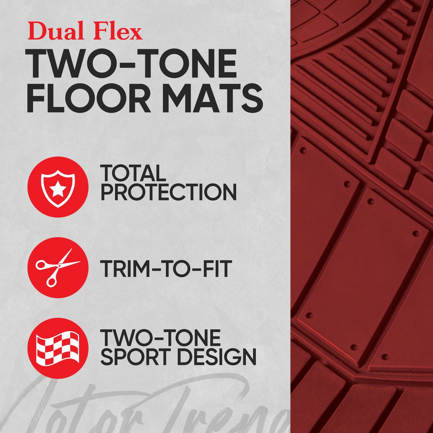 MotorTrend 4-Piece DualFlex Deep Drainage Kanäle Vorderbodenmatten und Hinterbodenmatten - Heavy Duty, All Weather, Trimmen Sie, um zu passen