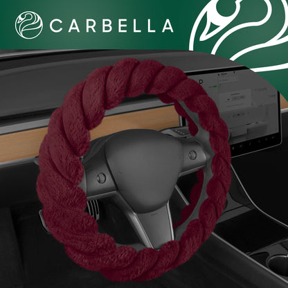 Carbella Twisted Plüsch Pelz Lenkrad Abdeckung (Fits 14.5' - 15.5')