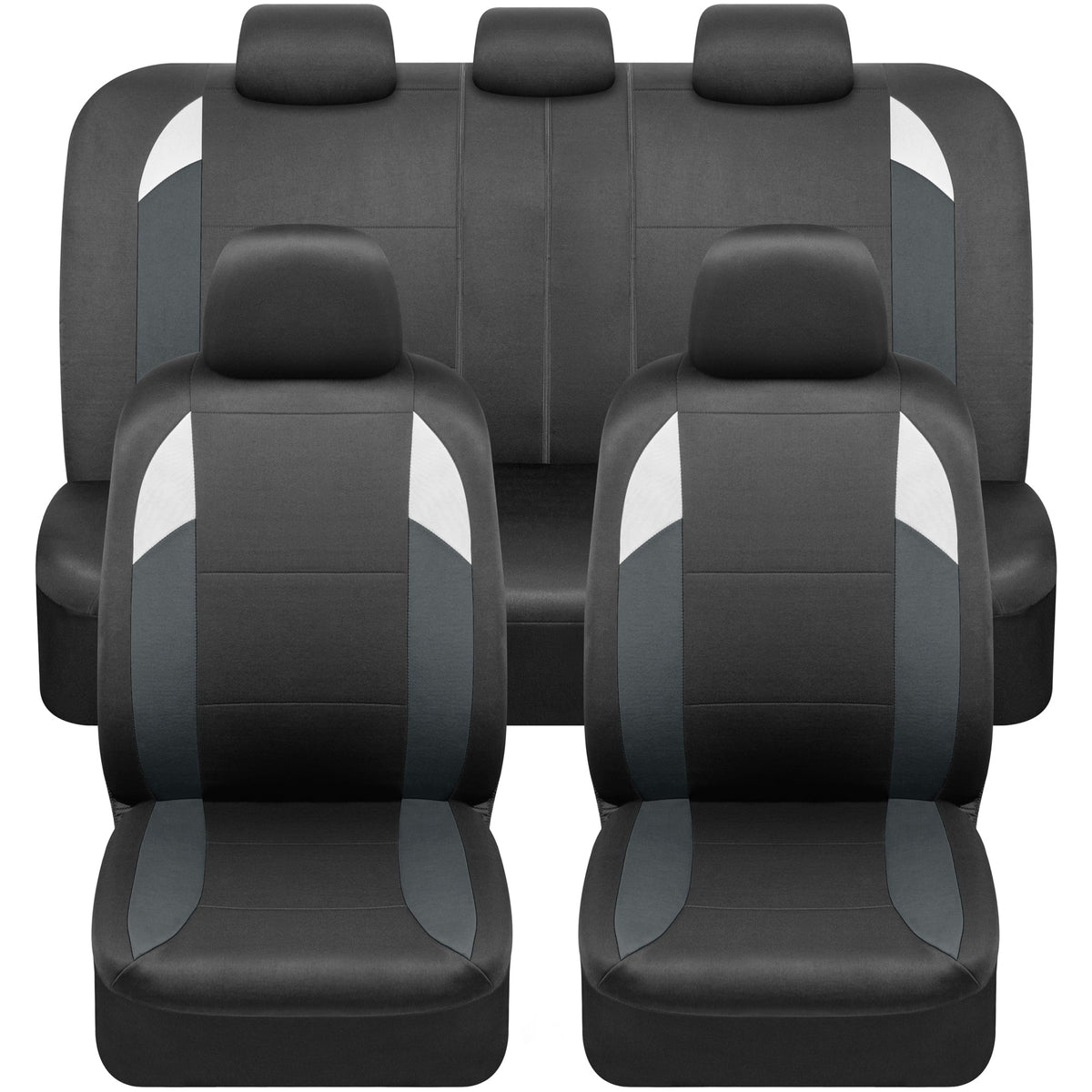 BDK carXS Monaco Sitzbezüge für Autos Vollständig, Beige Tri-Tone Vordersitzbezüge mit Split Rear Bench Back Seat Cover, Automobilsitzbezüge für LKW SUV Van Auto (Mehrere Farben)
