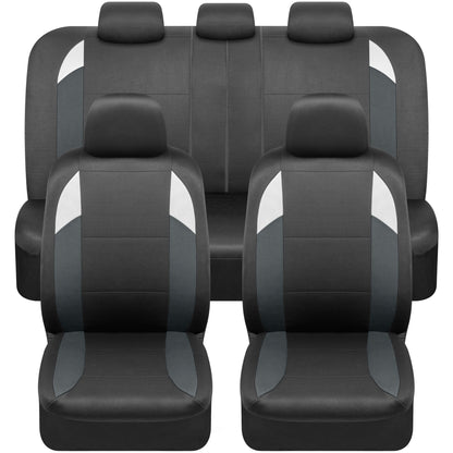 BDK carXS Monaco Sitzbezüge für Autos Vollständig, Beige Tri-Tone Vordersitzbezüge mit Split Rear Bench Back Seat Cover, Automobilsitzbezüge für LKW SUV Van Auto (Mehrere Farben)