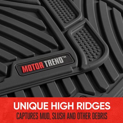 MotorTrend 3-Stück FlexTough Performance Deep Channel Front Floor Matts und Rear Floor Mat - Heavy Duty, All Weather, Trimm to Fit