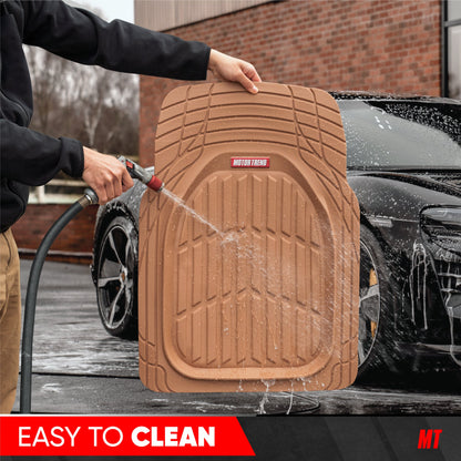 MotorTrend 4-Stück FlexTough Deep Dish Vorderbodenmatten, Hinterbodenmatte und Trunk / Cargo Mat - Heavy Duty, All Weather, Trim to Fit