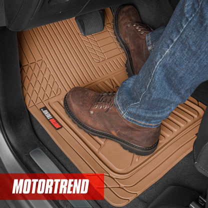 MotorTrend 3-Stück FlexTough Advanced Gummi Mehrkanal-Frontbodenmatten und hintere Bodenmatte