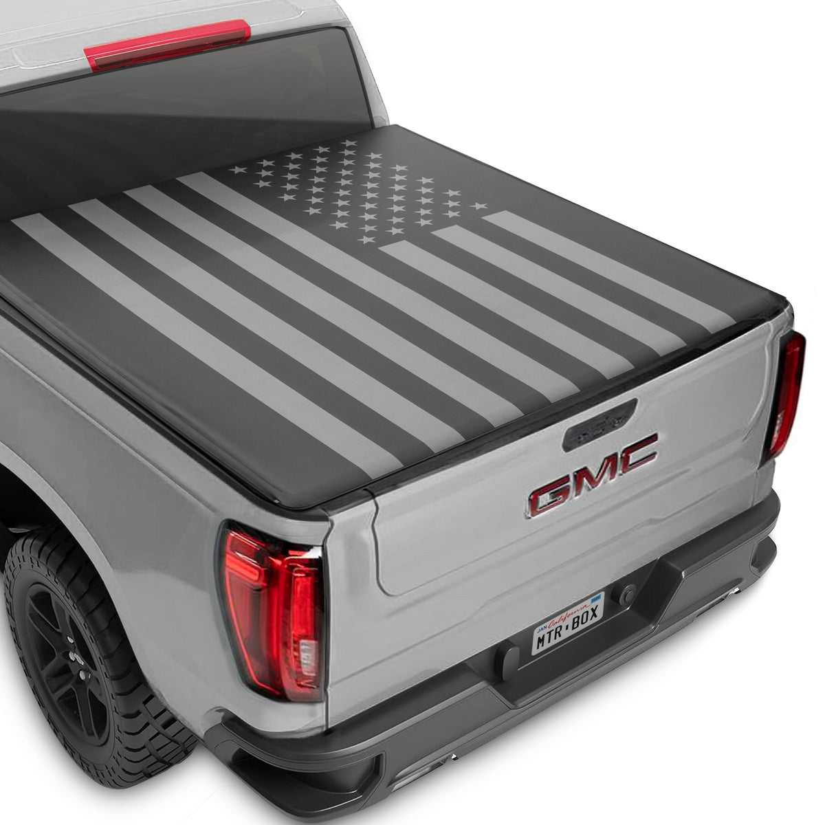 MotorBox Tri-Fold Truck Tonneau Abdeckung für 2015-2025 Chevy Colorado / GMC Canyon mit 5 ft Bettlänge, Allwetter Weich Klapp LKW Bett Abdeckung mit Black Flag Graphic