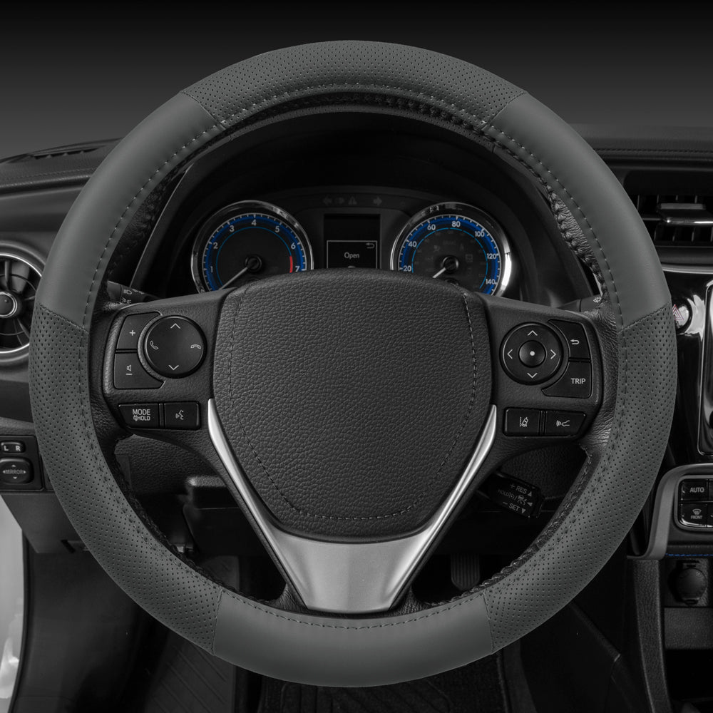 MotorTrend Soft Touch Perforierte Mikrofaser-Lenkradabdeckung (Fits 14.5' - 15.5')