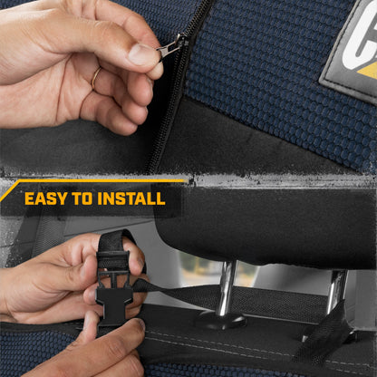 Cat Flexfit Blue & Black Rücksitz Abdeckung für Auto - Langlebige Canvas & Mesh Design 60/40 Split Bench Protector für Autos, LKW & SUVs - Rücksitz Abdeckung für Rücksitz Bench - Interieur Car Zubehör