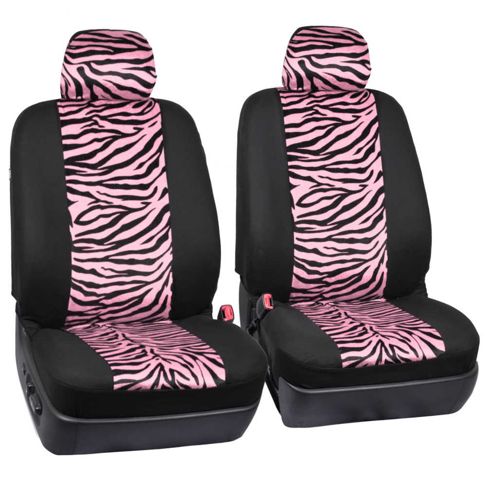BDK 12-Piece Pink Tiger Vordersitzbezüge, Rücksitzbezüge, Sitzgurtpads und Lenkradbezüge (Fits 14.5' - 15.5')