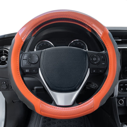 Motor Trend UltraSport Carbon Fiber Steering Wheel Cover, Standard 15 Zoll Größe, Black Faux Leather Comfort Grip, Car Steering Wheel Cover für Auto Truck Van SUV (Mehrere Farben)
