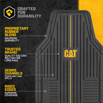 CAT® Heavy-Duty 4 Stück schwarze Fußbodenmatten für Autos, LKW & SUVs - Trim-to-Fit Allwetter-Gummi-Automatten Vollset, wasserdichtes Innenzubehör, Car Rug Protection & Automotive Floor Liners