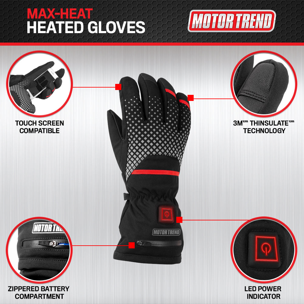 Motor Trend Max-Heat Heat Handschuhe - wiederaufladbare Handwärmer mit 3 Temperatureinstellungen und Wärmedämmtechnologie