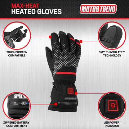 Motor Trend Max-Heat Heat Handschuhe - wiederaufladbare Handwärmer mit 3 Temperatureinstellungen und Wärmedämmtechnologie