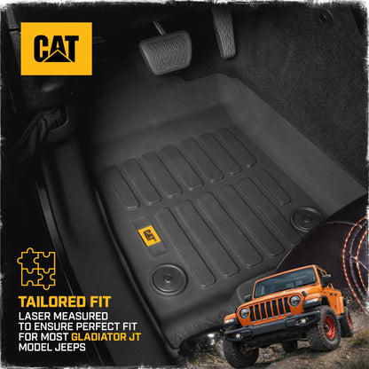 Cat® JustFitTM 3D-Bodenmatten für Jeep Gladiator (JL) 2020-2026, All Weather Custom Fit Jeep Gladiator Bodeneinkleidungen mit erweitertem Abdeckungsdesign, Jeep Gladiator Autobodenmatten (Full Set Front & Rear)