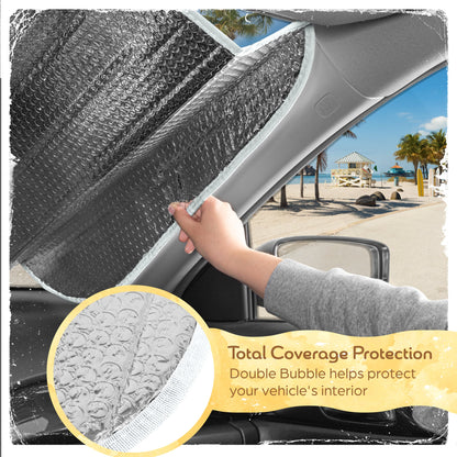 C&C Blue Daisy Car Windschutzscheibe Sonnenschutz - Sun Visor SunShade für Auto-Windschutzscheibe - Fensterschirme für Autos, SUV & Truck - Dash Cover UV-Schutz für Front-Fensterschutz Zubehör - 57' x 27'