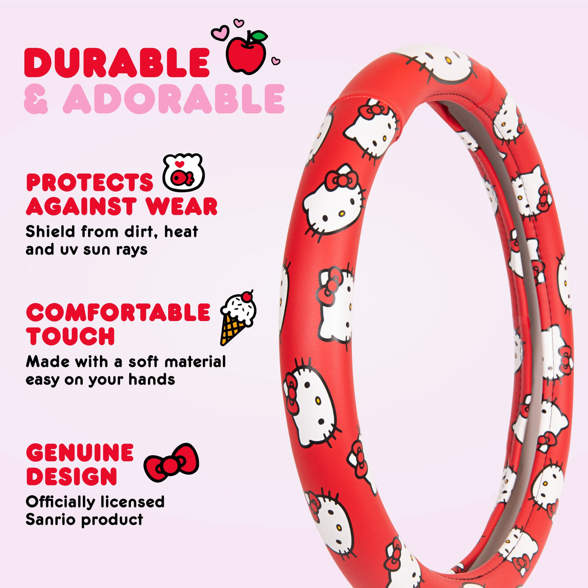 Carbella Sanrio Hello Kitty Original Lenkrad Abdeckung (Fits 14.5' - 15')