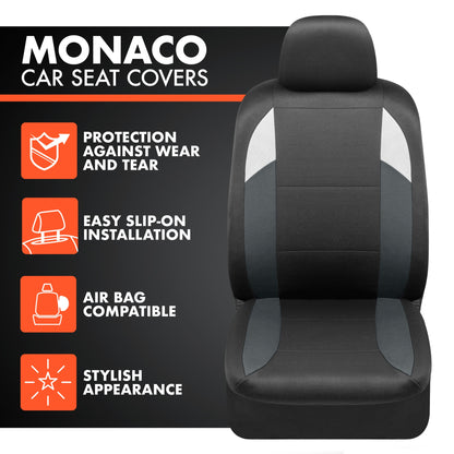 BDK carXS Monaco Sitzbezüge für Autos Vollständig, Beige Tri-Tone Vordersitzbezüge mit Split Rear Bench Back Seat Cover, Automobilsitzbezüge für LKW SUV Van Auto (Mehrere Farben)
