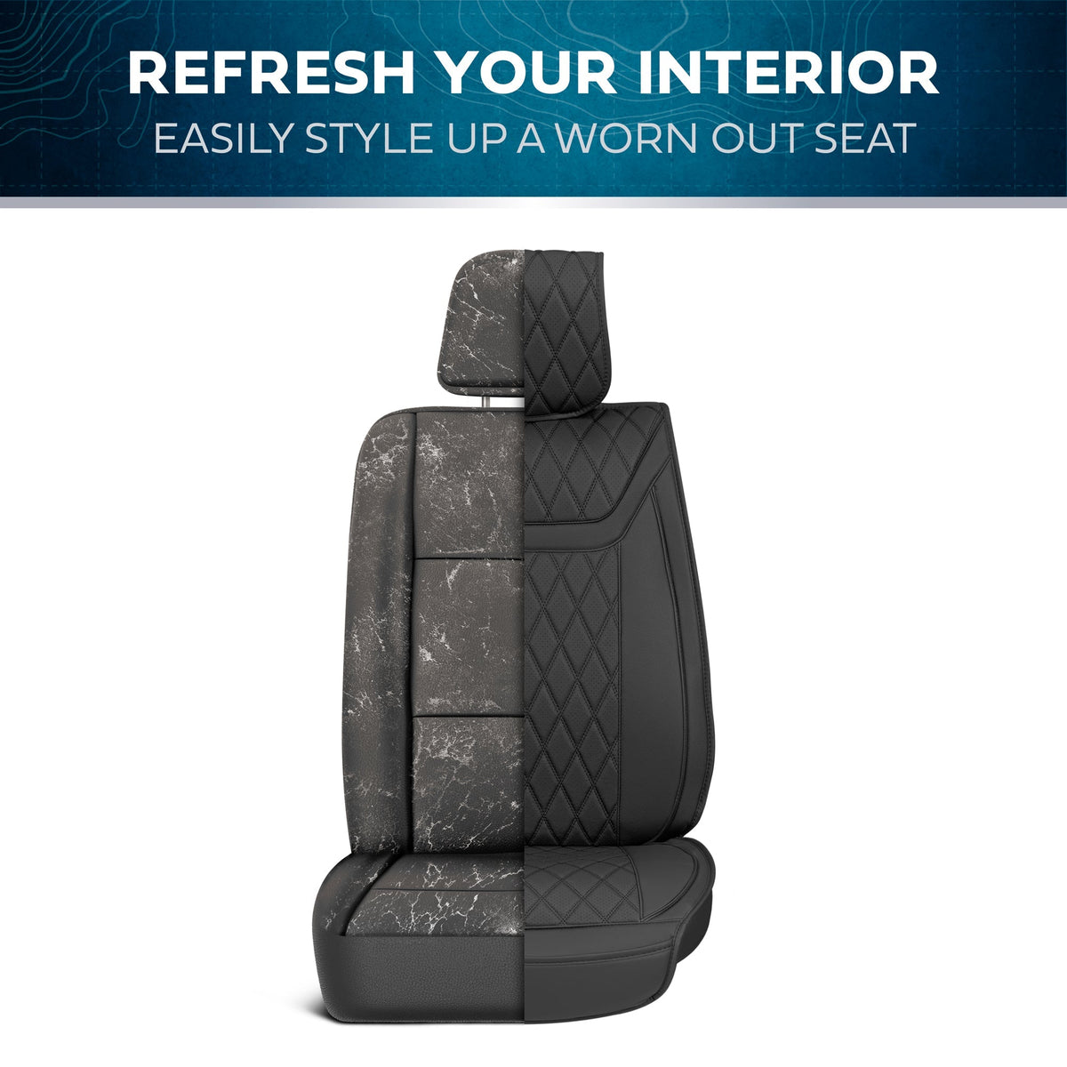 MotorBox 11-Piece Ranch Edition Premium Faux Leather Diamond Stitched Cushion Vordersitz- und Rücksitzabdeckungen