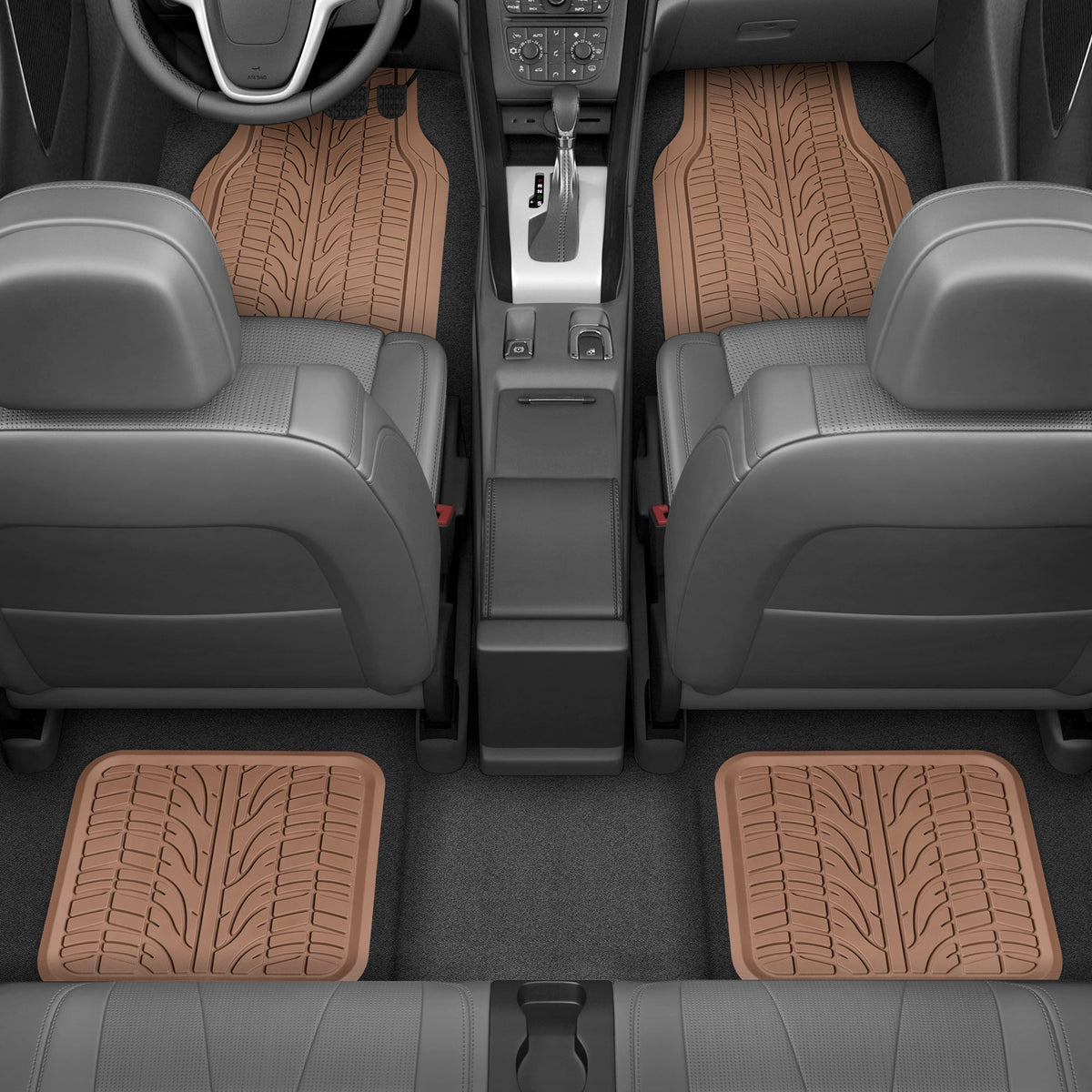 MotorTrend 4-Piece Grand Prix Reifenlaufflächen-Frontbodenmatten und Hinterbodenmatten - Heavy Duty, All Weather, Trimm to Fit