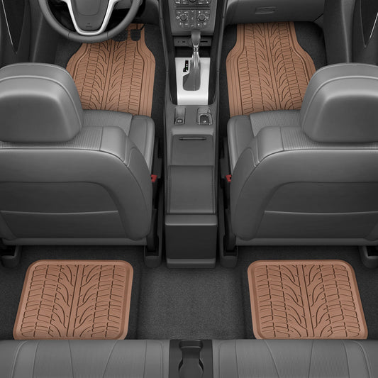 MotorTrend 4-Piece Grand Prix Reifenlaufflächen-Frontbodenmatten und Hinterbodenmatten - Heavy Duty, All Weather, Trimm to Fit