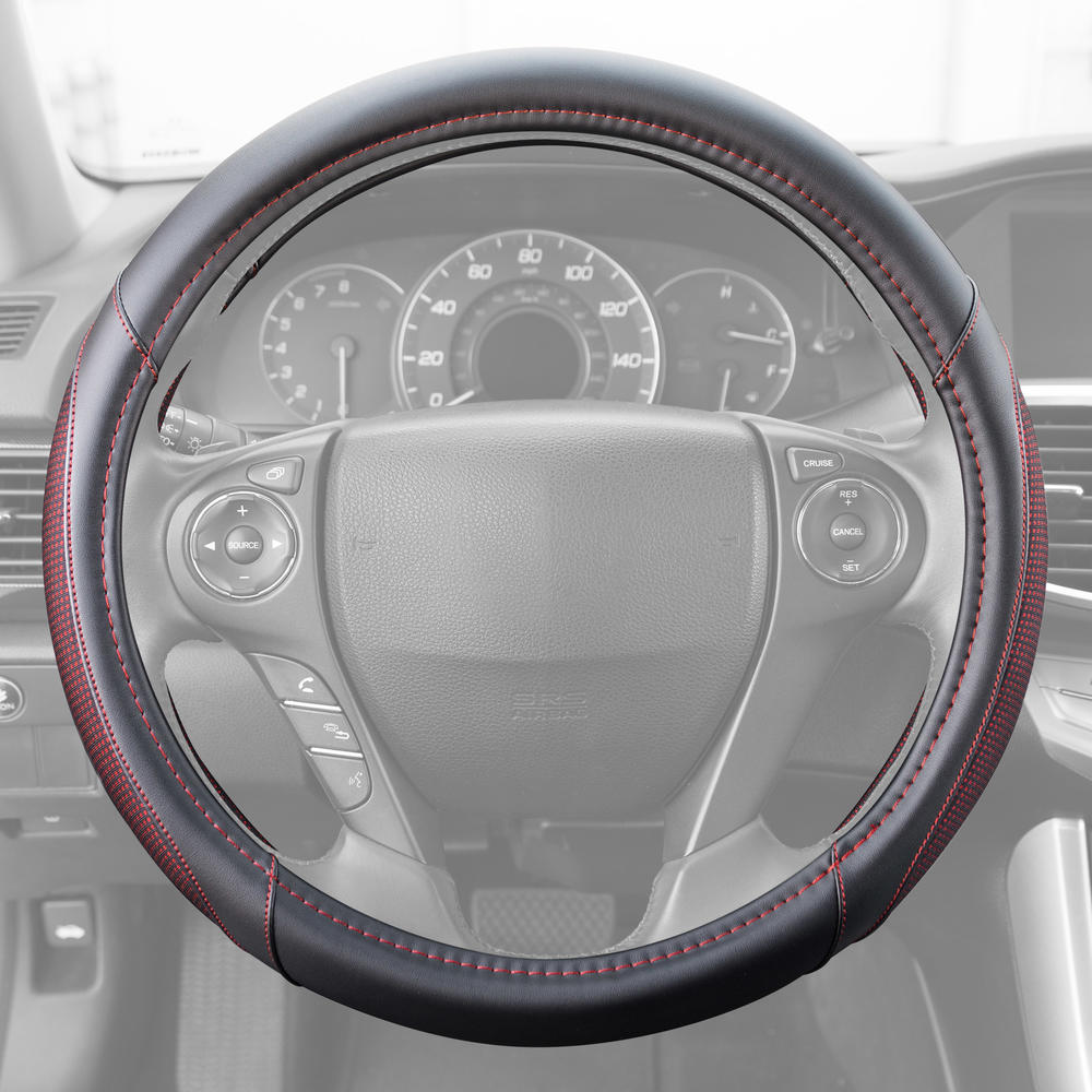 MotorTrend gepunktete Polyester Comfort Grip Lenkradabdeckung (Fits 14.5' - 15.5')