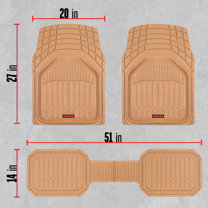 MotorTrend 3-Stück FlexTough Defender Vorderbodenmatten und Hinterbodenmatte - Heavy Duty, All Weather, Trimmen Sie, um zu passen
