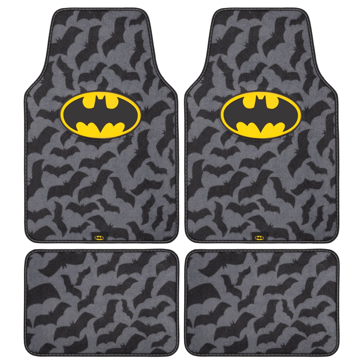 Warner Bros DC Comics 4-Stück Batman Logo mit Bat Background Front Floor Mats