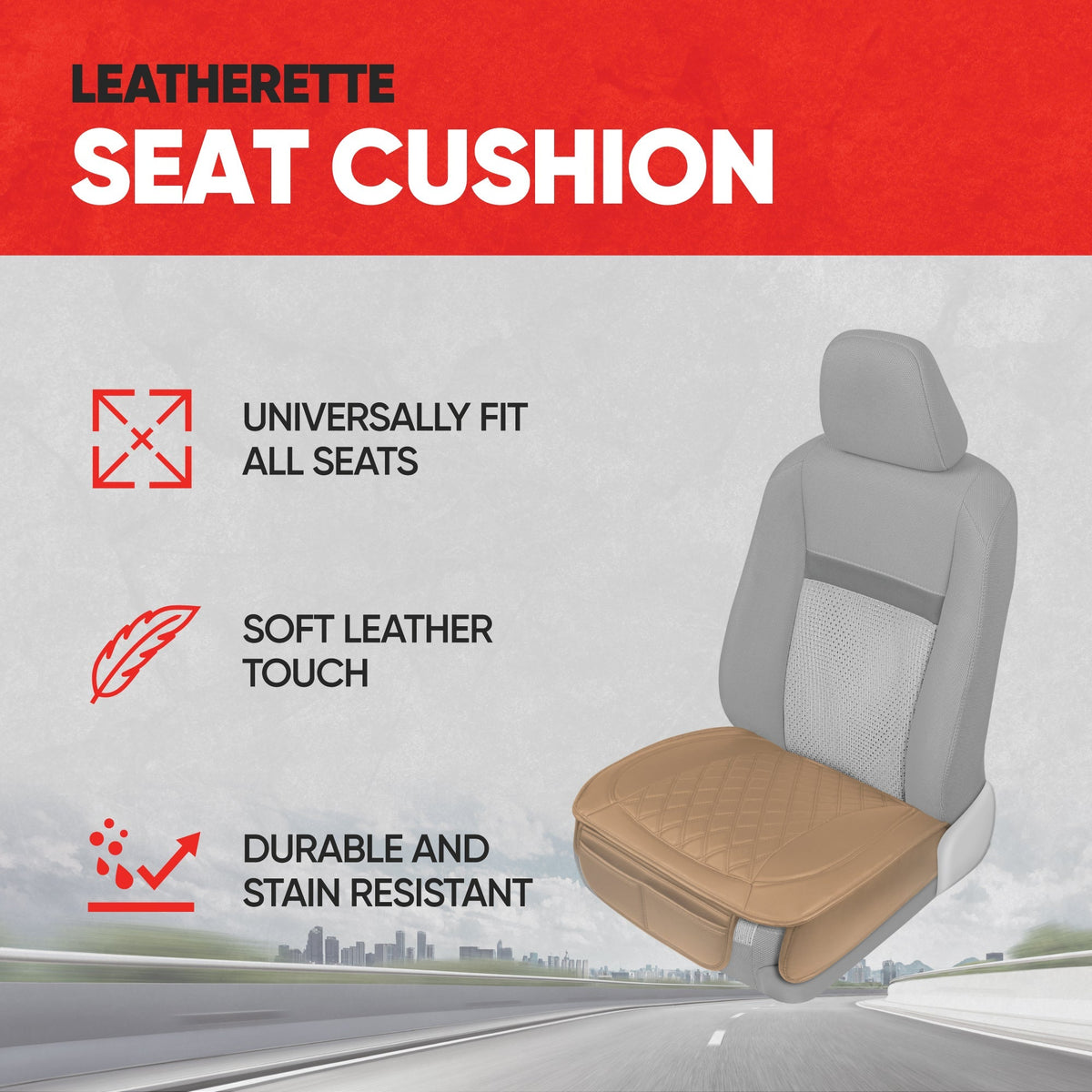 MotorTrend 2-Pack gepolsterte Faux Leather Diamond Nähte Sitzbezüge mit Front Storage Taschen