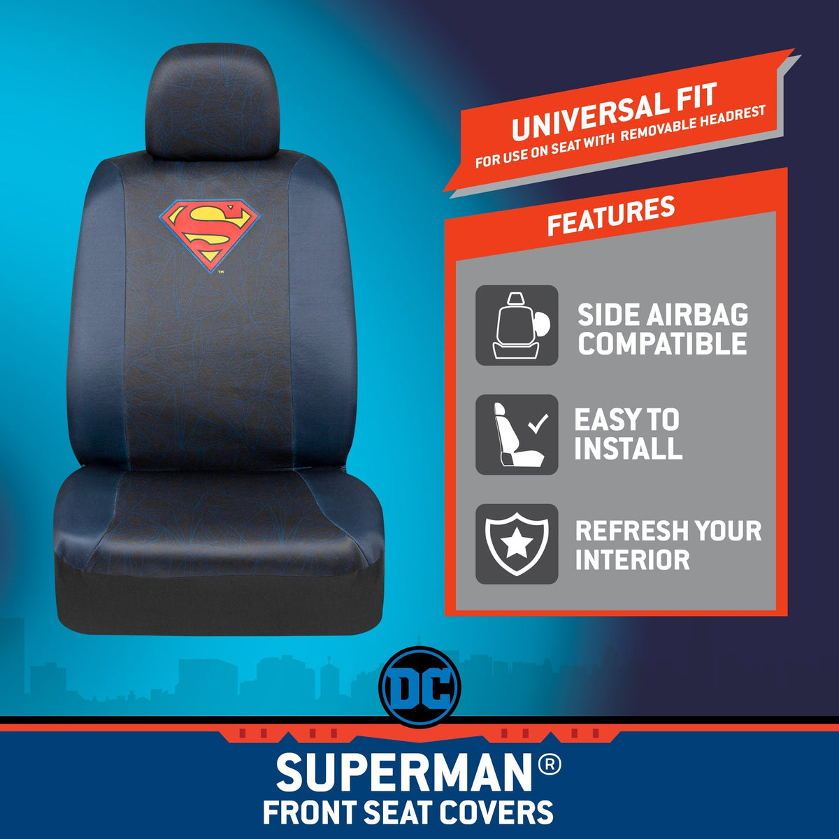 Warner Bros DC Comics 2-Pack Superman Logo Vordersitzbezüge
