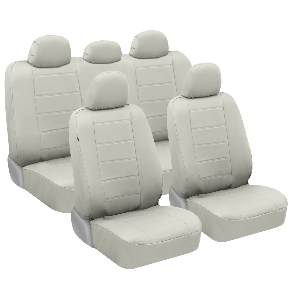 BDK 9-Piece White Leather Car Seat Cover Full Set, Vordersitz- und Hintersitzbank-Abdeckung, Universal Fit Car Seat Covers für PKW SUVs Vans, Komplette Vollabdeckung Schutz für Fahrzeuge