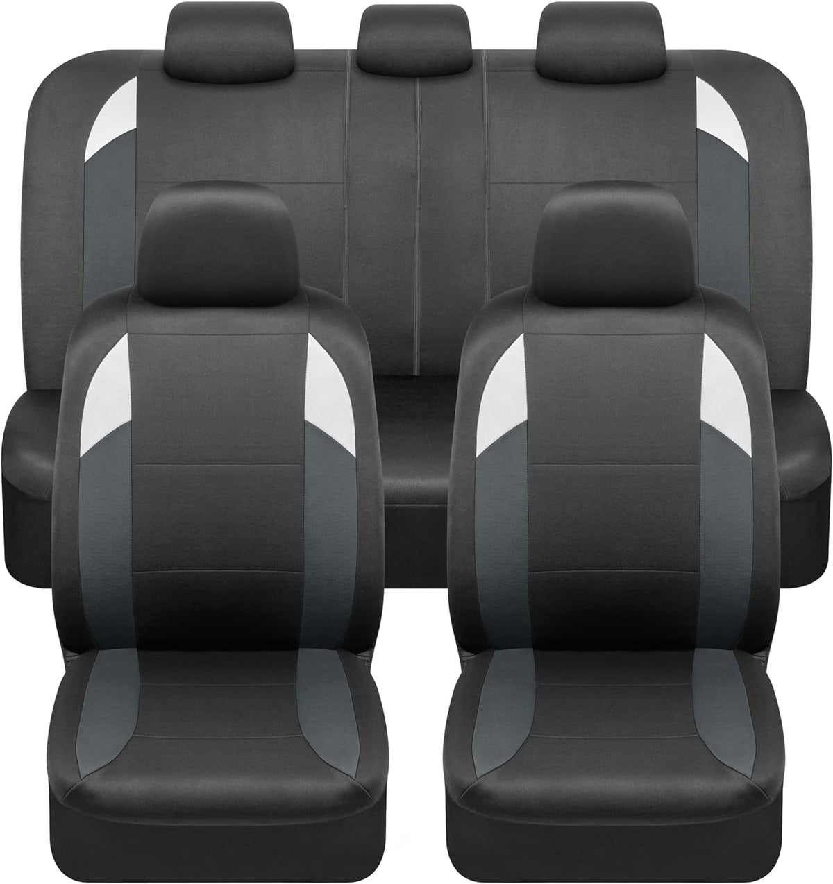 BDK carXS Monaco Sitzbezüge für Autos Vollständig, Beige Tri-Tone Vordersitzbezüge mit Split Rear Bench Back Seat Cover, Automobilsitzbezüge für LKW SUV Van Auto (Mehrere Farben)