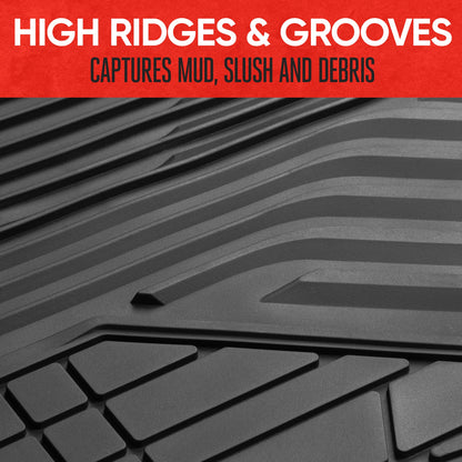 MotorTrend 3-Piece Raised Ridge Multi-Channel Front Floor Matts und Rear Floor Mat - Heavy Duty, All Weather, Trim to Fit
