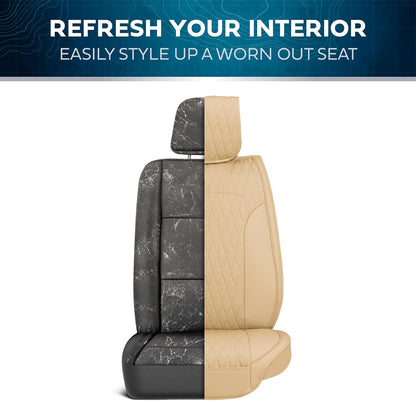 Car Seat Covers - DiamondLux Edition Premium Faux Leather Seat Protectors - Doppelkreuz-Nähte gepolsterte Automobilzubehör für LKW, SUVs, Autos - Front Seat Set