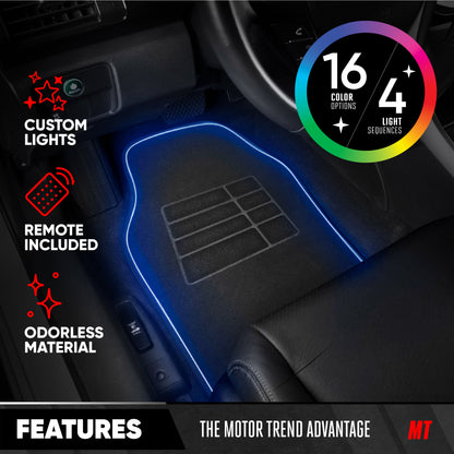 MotorTrend 2-Piece RGB LED Front Floor Matts, 16 Farben 4 Lichtmodi