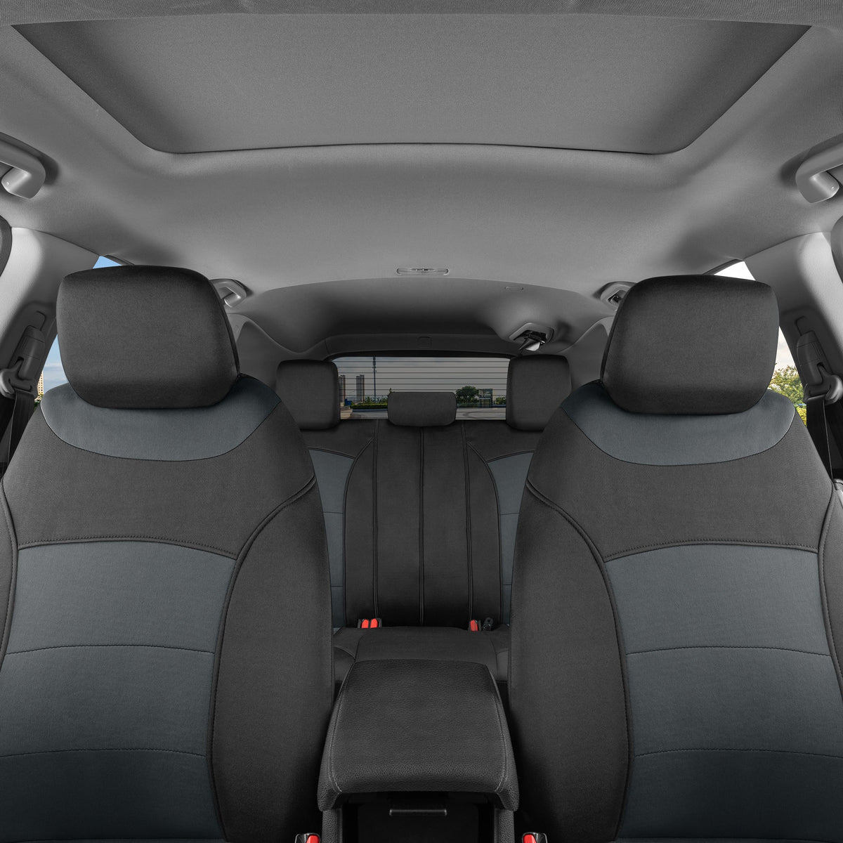BDK carXS Turismo Car Seat Covers Volles Set, Beige Two-Tone Front Seat Covers mit Split Rear Bench Back Seat Cover, Automotive Seat Covers für LKW SUV Van Auto (Mehrere Farben)