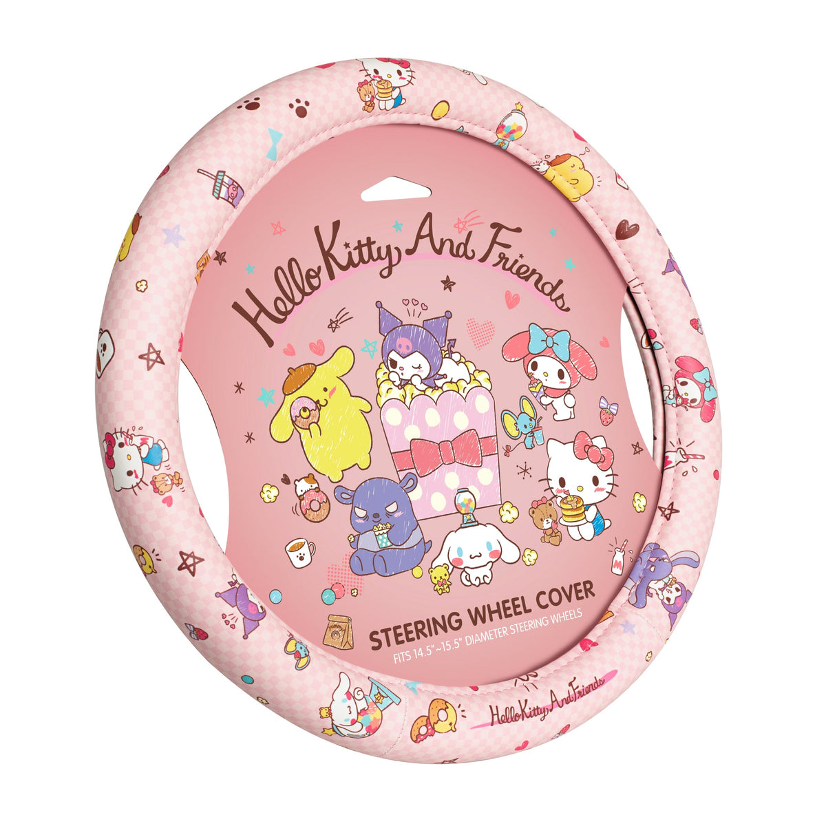 Hello Kitty und Freunde Lenkrad Abdeckung, Universal Fit süße Zubehör für Frauen, stilvolle Dekor Geschenk Hallo Zubehör - Passt Standardräder 14.5'-15'