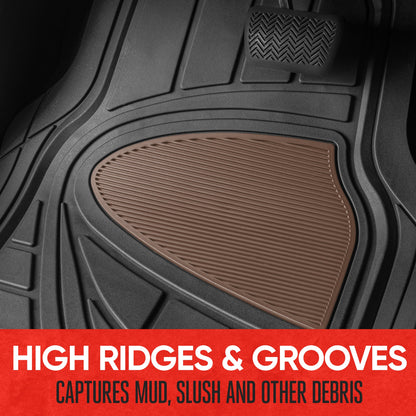 MotorTrend 4-Stück Zwei-Tone Non-Slip Heel Pad Vorderbodenmatten und Hinterbodenmatten - Heavy Duty, All Weather, Trimmen Sie, um zu passen