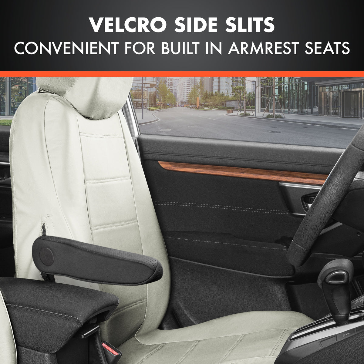 BDK 9-Piece White Leather Car Seat Cover Full Set, Vordersitz- und Hintersitzbank-Abdeckung, Universal Fit Car Seat Covers für PKW SUVs Vans, Komplette Vollabdeckung Schutz für Fahrzeuge