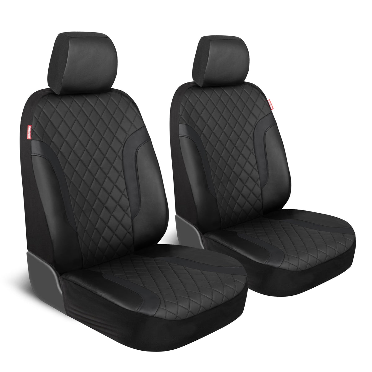 Motor Trend Faux Ledersitzbezüge für LKW, Autos und SUV - Front Black Car Seat Cover Set - Universal Fit für die meisten Automobile - Forros Para Asientos De Carro - CarSeat Cover Zubehör