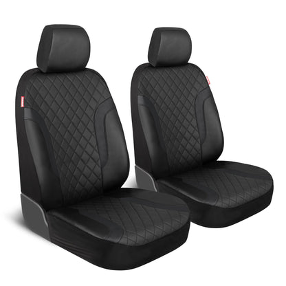 Motor Trend Faux Ledersitzbezüge für LKW, Autos und SUV - Front Black Car Seat Cover Set - Universal Fit für die meisten Automobile - Forros Para Asientos De Carro - CarSeat Cover Zubehör