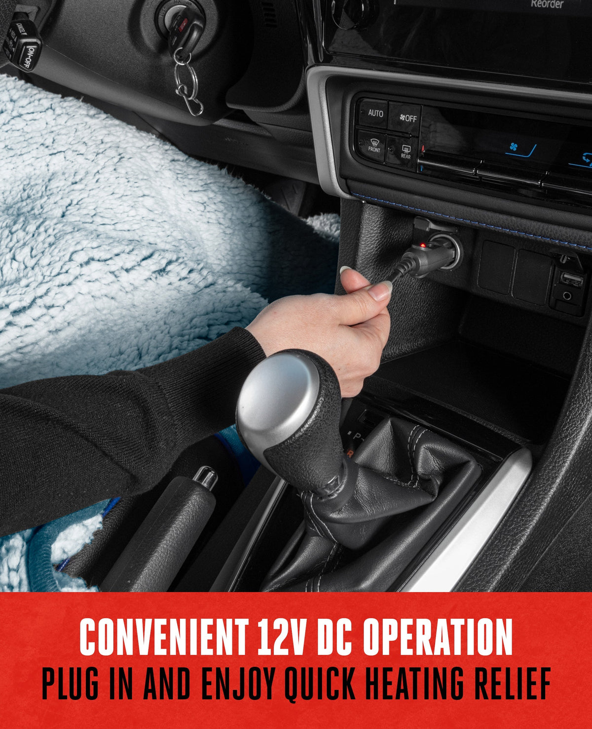 MotorTrend 12v Beheizte Plüsch-Fleece-Decke für Autos, SUVs, LKWs, Vans, mit 9v-Stecker (58' x 42')