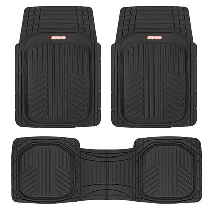 MotorTrend 3-Stück FlexTough Plus Deep Dish Line Rillen Vorderbodenmatten und Hinterbodenmatte - Heavy Duty, All Weather, Trimmen Sie, um zu passen
